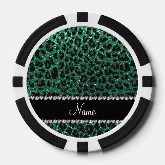Individuelle Name Minze grün Glitzer Leoparden dru Pokerchips (Vorderseite)