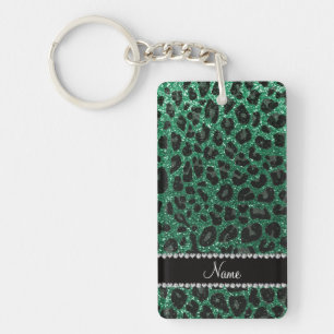 Individuelle Name Minze grün Glitzer Leoparden dru Schlüsselanhänger