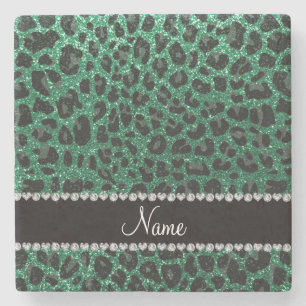 Individuelle Name Minze grün Glitzer Leoparden dru Steinuntersetzer