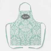 Individuelle Name Minze und Grau Damask Schürze (Vorderseite)