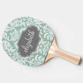 Individuelle Name Minze und Grau Damask Tischtennis Schläger (Seitenansicht)