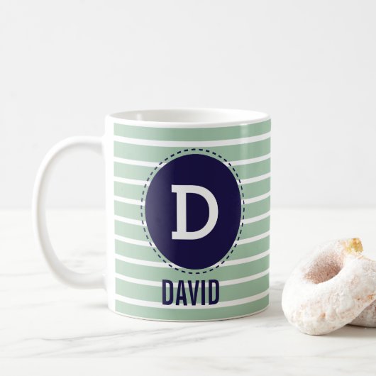 Individuelle Name Minzstreifen Kaffeetasse (Mit Donut)