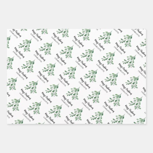 Individuelle Name Mistletoe Weihnachten Geschenkpapier Set (Vorderseite)
