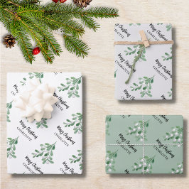 Individuelle Name Mistletoe Weihnachten Geschenkpapier Set