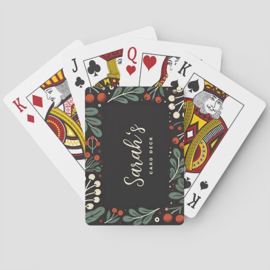 Individuelle Name Mistletoe Wreath Pattern Poker C Spielkarten (Rückseite)