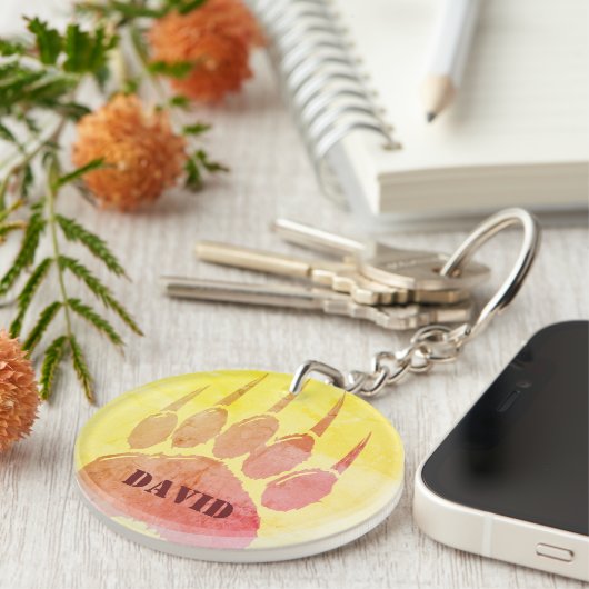 Individuelle Name mit beschädigter Bärenpfeife Schlüsselanhänger (Vorderseite rechts)