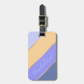 Individuelle Name mit blauem Violett-Lavendel-Gelb Gepäckanhänger (Vorderseite vertikal)