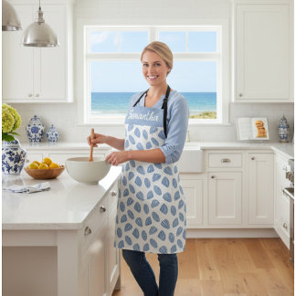 Individuelle Name mit blauen handgestrichenen Musc Schürze