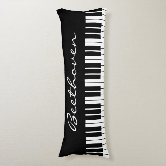 individuelle Name mit den schwarz-weißen Klaviersc Seitenschläferkissen (Vorderseite Vertikal)