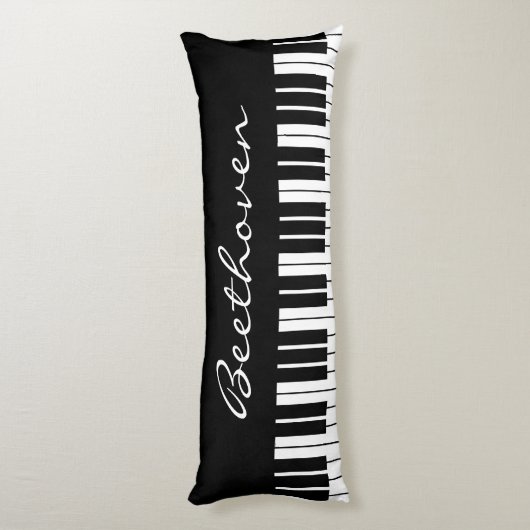individuelle Name mit den schwarz-weißen Klaviersc Seitenschläferkissen (Rückseite (Vertikal))