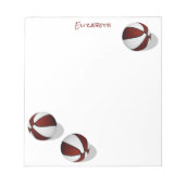 individuelle Name mit drei weißen Basketballkörben Notizblock (Vorderseite)