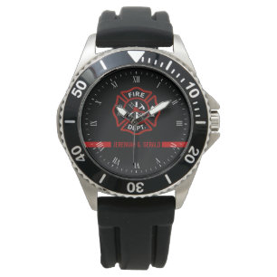Individuelle Name mit dünner roter Linie Brandbekä Armbanduhr
