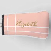 Individuelle Name mit einfachem Pfirsichminimalism Golf Headcover (Vorderseite)