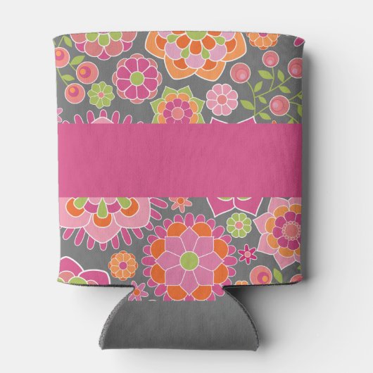 Individuelle Name mit farbenfrohen Frühlingsmuster Dosenkühler (Rückseite)