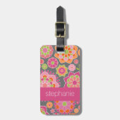 Individuelle Name mit farbenfrohen Frühlingsmuster Gepäckanhänger (Vorderseite vertikal)