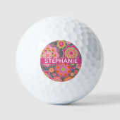 Individuelle Name mit farbenfrohen Frühlingsmuster Golfball (Vorderseite)