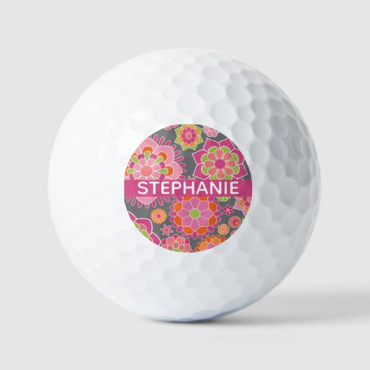 Individuelle Name mit farbenfrohen Frühlingsmuster Golfball (Vorderseite)
