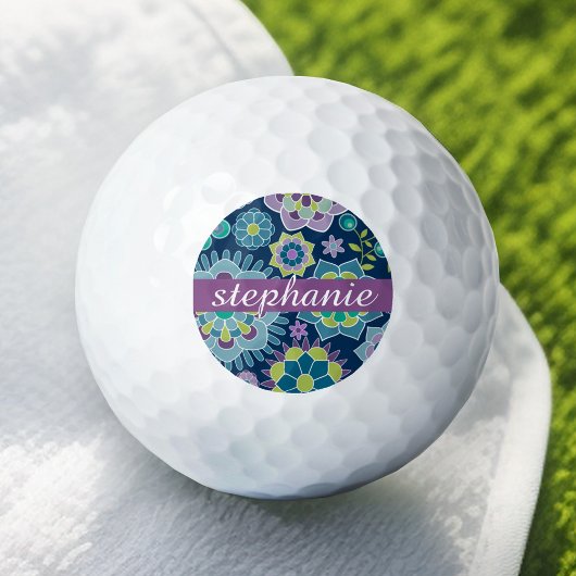 Individuelle Name mit farbenfrohen Frühlingsmuster Golfball
