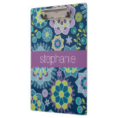 Individuelle Name mit farbenfrohen Frühlingsmuster Klemmbrett (Links)