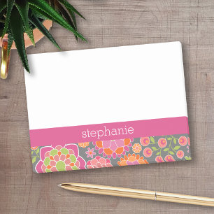 Individuelle Name mit farbenfrohen Frühlingsmuster Post-it Klebezettel