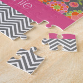 Individuelle Name mit farbenfrohen Frühlingsmuster Puzzle (Seite)