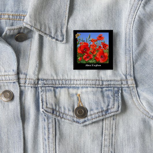 Individuelle Name mit farbenfrohen Mohnfeldern Button (Beispiel)