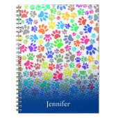 Individuelle Name mit farbenfrohen Puppy Paw Notizblock (Vorderseite)