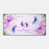 Individuelle Name mit farbenfrohen Schmetterlingen Schreibtischunterlage (Vorderseite)