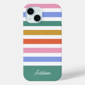 Individuelle Name mit farbigen Streifen Case-Mate iPhone Hülle (Rückseite)
