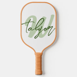 Individuelle Name mit grünem Monogramm Pickleball Schläger