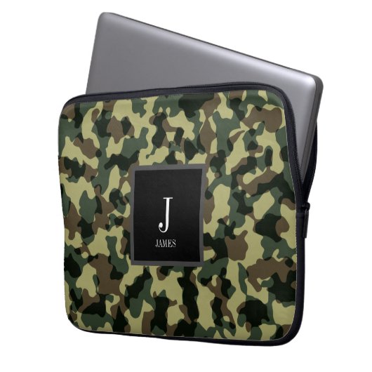 Individuelle Name mit grüner Camouflage Laptopschutzhülle (Vorderseite Links)