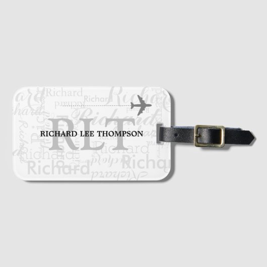 individuelle Name mit Initialen personalisierter M Gepäckanhänger (Vorderseite (Horizontal))