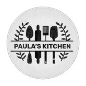 Individuelle Name mit Küchenutensilien Graphic Schneidebrett (Vorderseite)