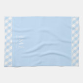Individuelle Name Mit Monogramm Blue & White Gingh Geschirrtuch (Horizontal)