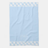 Individuelle Name Mit Monogramm Blue & White Gingh Geschirrtuch (Vertikal)