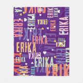 Individuelle Name Mit Monogramm Coole Farben Lila Fleecedecke (Vorderseite)