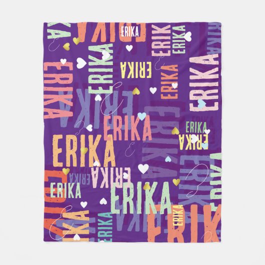 Individuelle Name Mit Monogramm Coole Farben Lila Fleecedecke (Vorderseite)