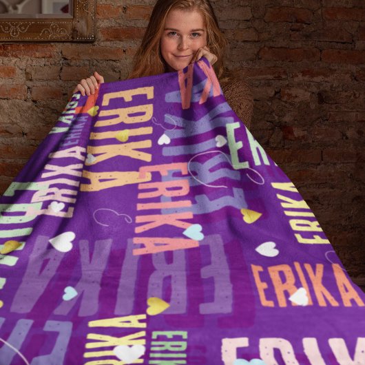 Individuelle Name Mit Monogramm Coole Farben Lila Fleecedecke