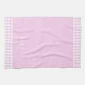 Individuelle Name Mit Monogramm Pink & White Gingh Geschirrtuch (Horizontal)