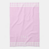 Individuelle Name Mit Monogramm Pink & White Gingh Geschirrtuch (Vertikal)