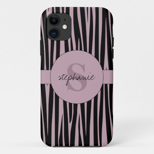 Individuelle Name Mit Monogramm Zebra streifen Case-Mate iPhone Hülle (Rückseite)