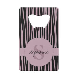 Individuelle Name Mit Monogramm Zebra streifen Geldbeutel Flaschenöffner