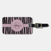 Individuelle Name Mit Monogramm Zebra streifen Gepäckanhänger (Vorderseite horizontal)