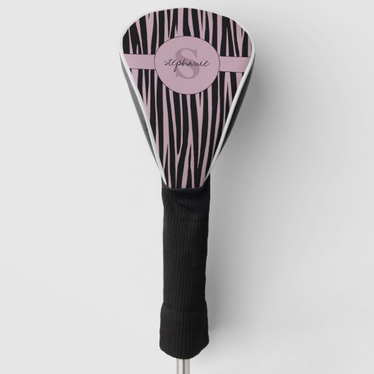 Individuelle Name Mit Monogramm Zebra streifen Golf Headcover (Vorderseite)