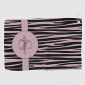Individuelle Name Mit Monogramm Zebra streifen Golfhandtuch (Horizontal)