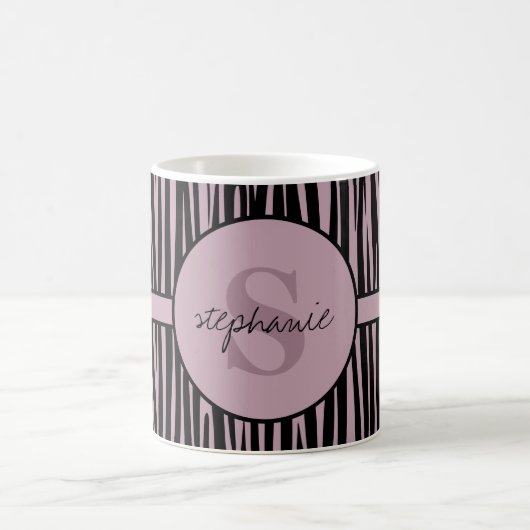 Individuelle Name Mit Monogramm Zebra streifen Kaffeetasse (Mittel)