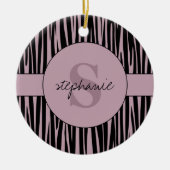 Individuelle Name Mit Monogramm Zebra streifen Keramik Ornament (Vorne)