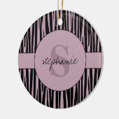 Individuelle Name Mit Monogramm Zebra streifen Keramik Ornament (Links)