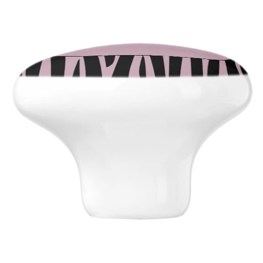 Individuelle Name Mit Monogramm Zebra streifen Keramikknauf (Seitenansicht)