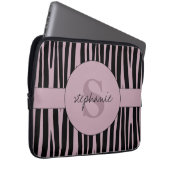 Individuelle Name Mit Monogramm Zebra streifen Laptopschutzhülle (Vorne Rechts)
